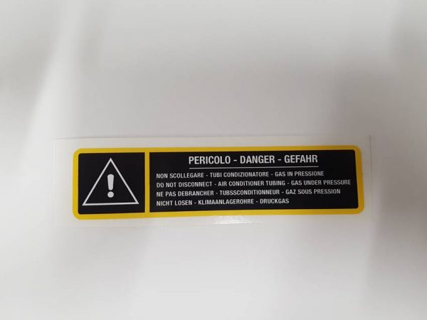 Engine Bay Sticker -  'danger air con' - 12856080
