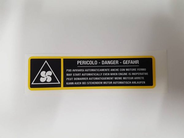Engine Bay Sticker - 'danger fan' - 12855380
