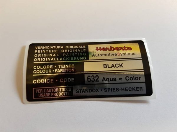 Alfa Romeo GTV/Spider Paint Code Sticker - Black 632