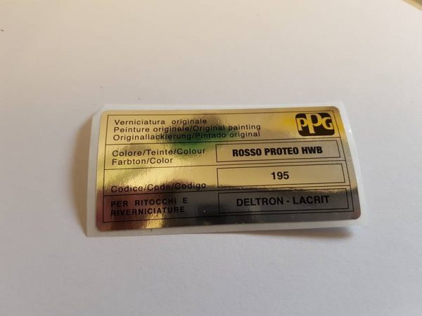 Alfa Romeo GTV/Spider Paint Code Sticker - Rosso Proteo HWB 195