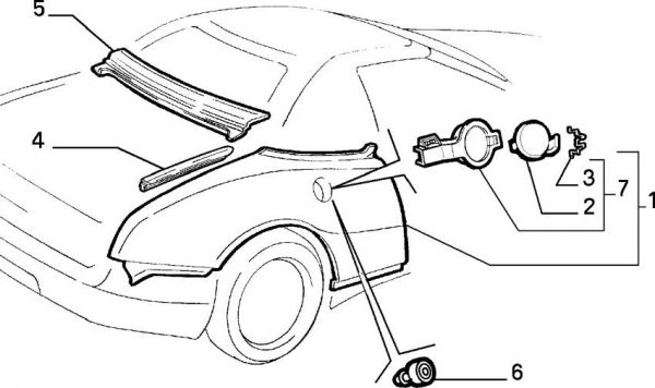 Alfa Romeo Spider (916) Rear Quarter Panel Seal/Trim Strips - Late - Image 2