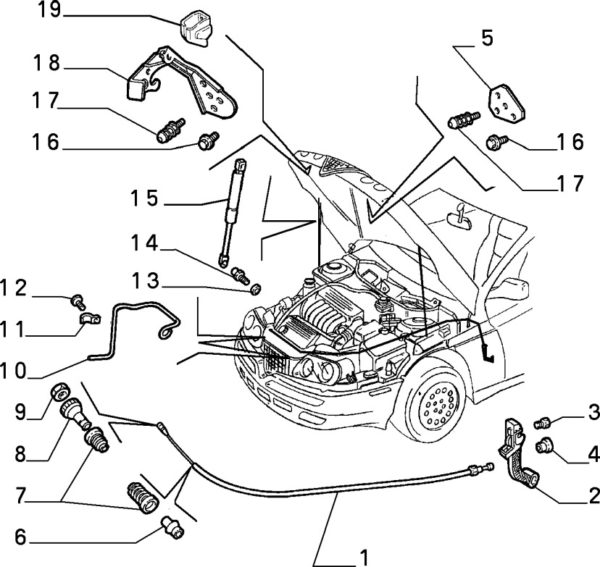 Alfa Romeo GTV/Spider (916) Bonnet Gas Strut - Genuine - Image 2