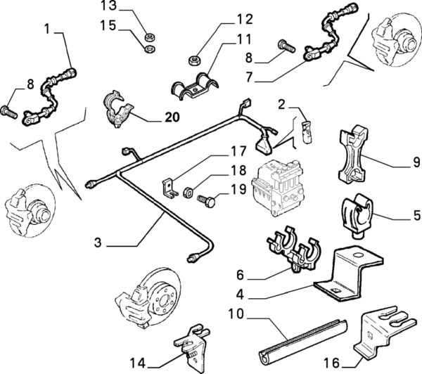 Alfa Romeo GTV/Spider Front Brake/ABS Cable Brackets - Image 2