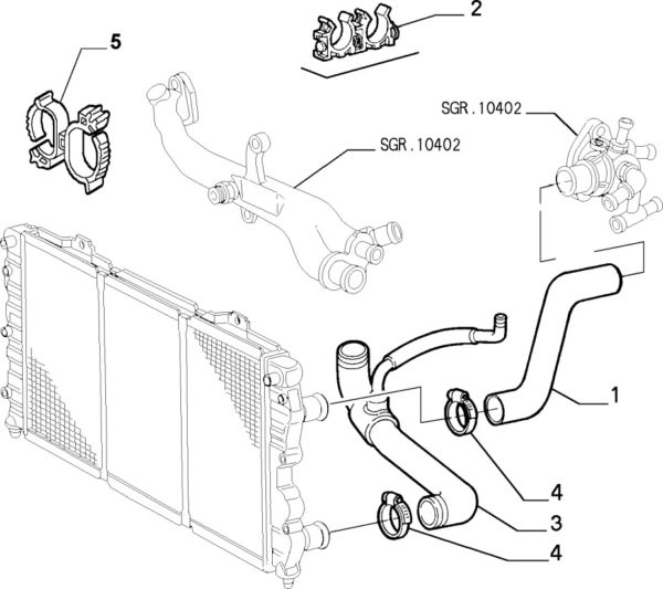 Alfa Romeo GTV / Spider Twinspark Top Radiator Hose - Image 2