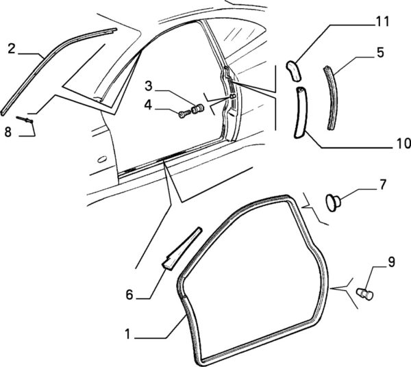 Alfa Romeo GTV Upper Door Seal Fixing - Genuine - Image 2