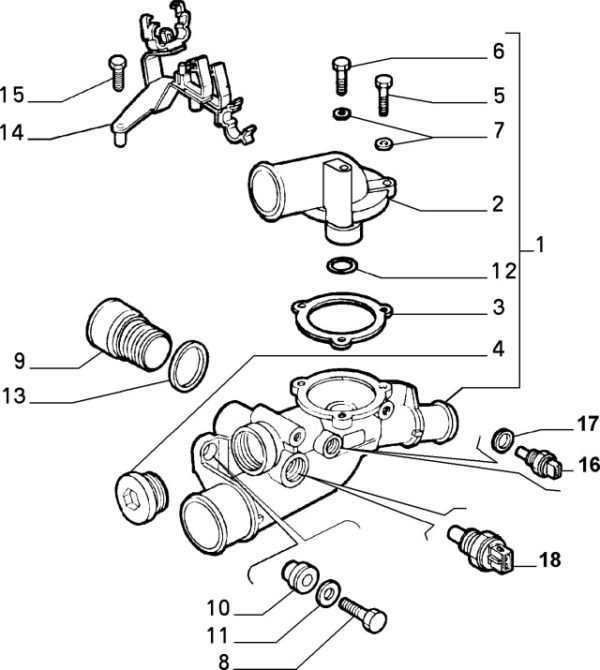 Alfa Romeo GTV/Spider/147 V6 Thermostat Body - CF3 - Image 2