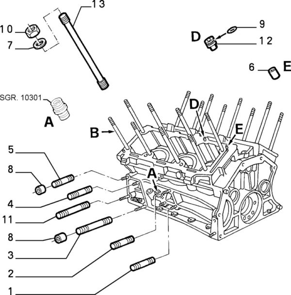 Alfa Romeo GTV/Spider V6 Cylinder Head Stud - Image 2