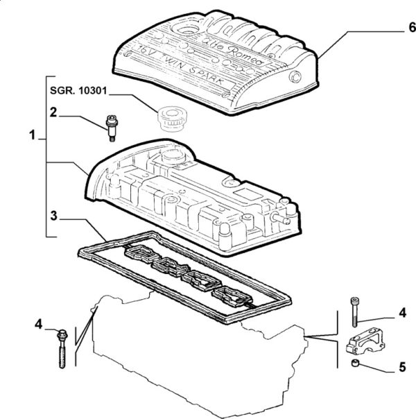Alfa Romeo GTV/Spider - Twinspark Cam Cover Gasket - Plastic Top - Image 2