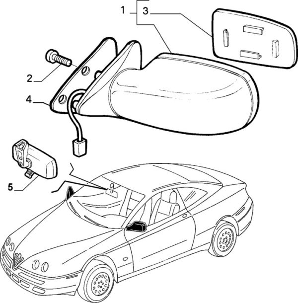 Alfa Romeo GTV/Spider Door Mirror - RH - Image 3