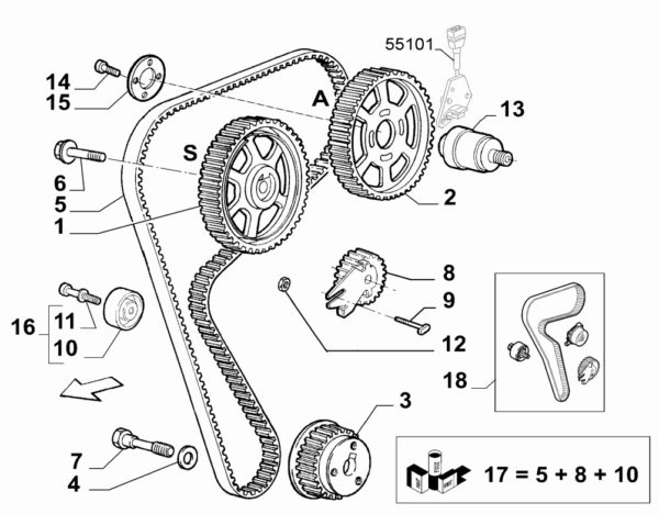 Alfa Romeo GTV/Spider Twinspark Cam Belt Kit - Genuine - Image 2
