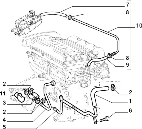 Alfa Romeo GTV / Spider Twinspark Thermostat Pipe and Hoses - Image 2
