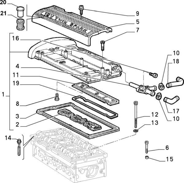 Alfa Romeo GTV/Spider - Twinspark Cover Gasket - Alloy Top - Genuine - Image 2