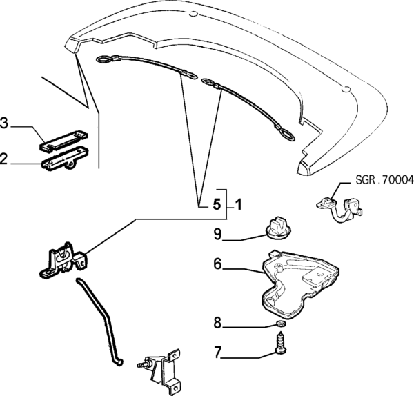 Alfa Romeo 916 Spider Clam Shell Lock With Cable LH - Image 2