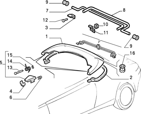 Alfa Romeo Spider Roof's Clam Shell Seal - Image 2