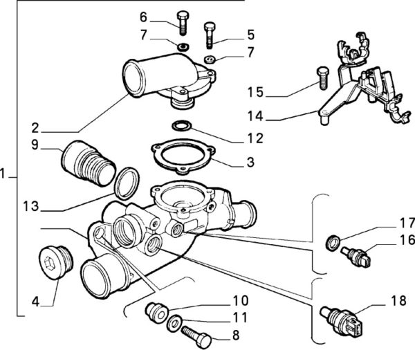 Alfa Romeo GTV/Spider V6 Thermostat Body - CF1 Modification - Image 3