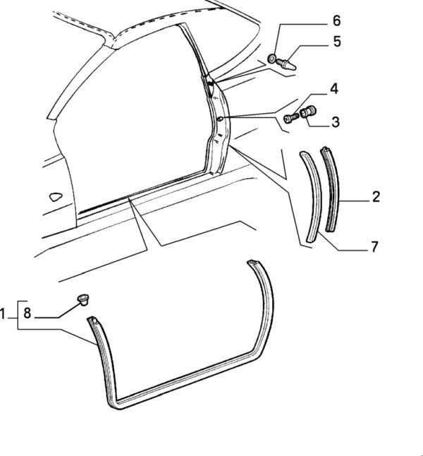 Alfa Romeo Spider (916) Right Hand lower Door Seal - Image 2