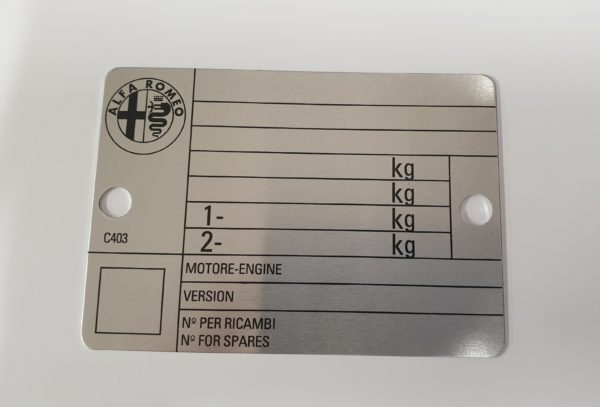 Alfa Romeo GTV/Spider VIN/Chassis Plate