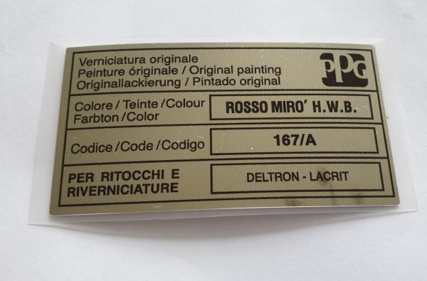 Alfa Romeo GTV/Spider Paint Code Sticker - PPG - Rosso Miro - 167/A 