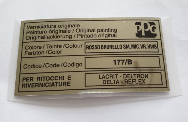 Alfa Romeo GTV/Spider Paint Code Sticker - PPG - Rosso Brunello - 177/B