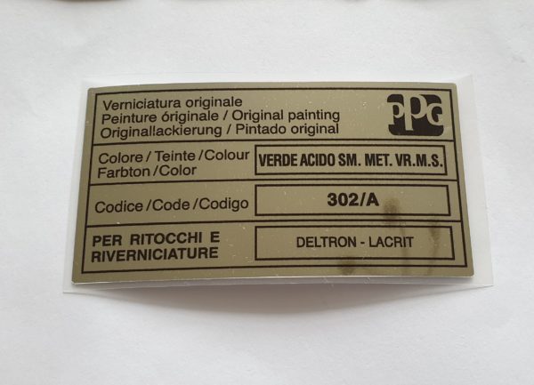 Alfa Romeo GTV/Spider Paint Code Sticker - PPG - Verde Acido - 302/A