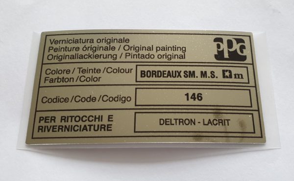Alfa Romeo GTV/Spider Paint Code Sticker - PPG - Bordeaux -146
