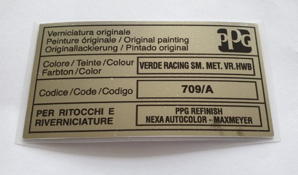 Alfa Romeo GTV/Spider Paint Code Sticker - PPG - Verde Racing - 709/A
