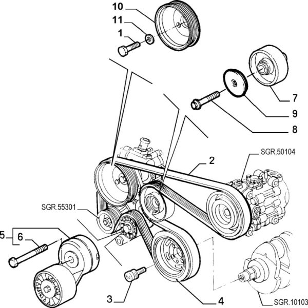 Alfa Romeo GTV/Spider Twinspark/JTS Auxiliary Belt - Air Con - Image 2