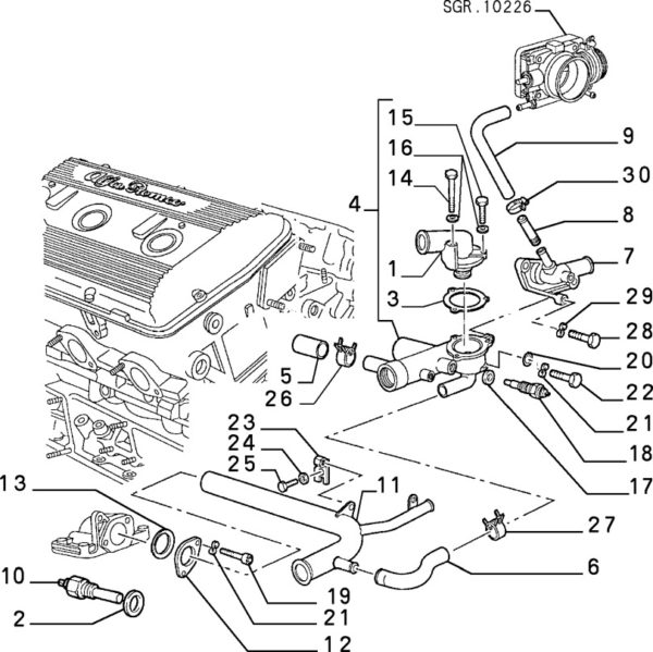 Alfa Romeo GTV/Spider V6 2.0 TB Thermostat - Image 2