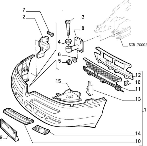 Alfa Romeo GTV/Spider Front Bumper Steel Mount - Stainless Steel - Image 2
