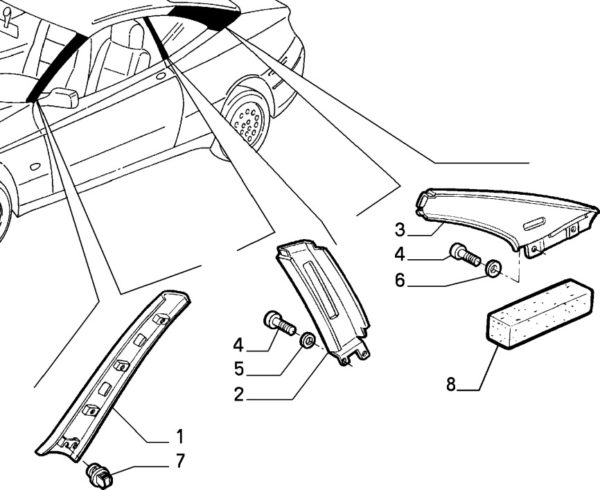 Alfa Romeo GTV A Pillar Interior Trim Panel - LH - Image 2