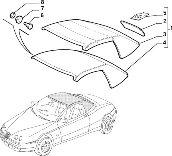 Alfa Romeo 916 Spider Roof Rear Screen - Image 2
