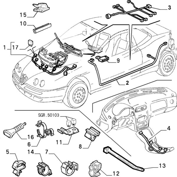 Alfa Romeo GTV/Spider 2.0 V6 TB Heater Wiring Loom - Image 2