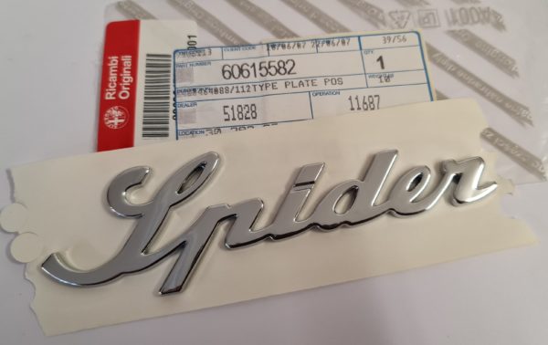 Alfa Romeo Spider Script Boot Badge - Genuine