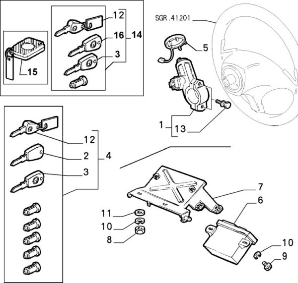 Alfa Romeo GTV/Spider Ignition Switch and Key Lockset - Image 2