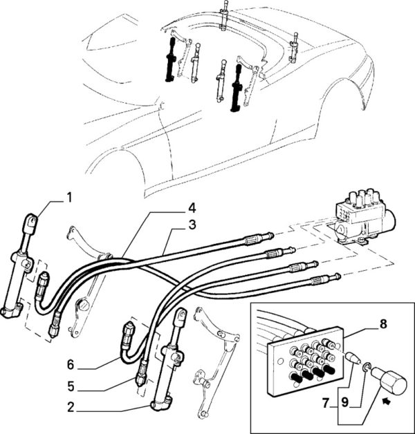 Alfa Romeo Spider Roof Hydraulic Hose Set - Image 2