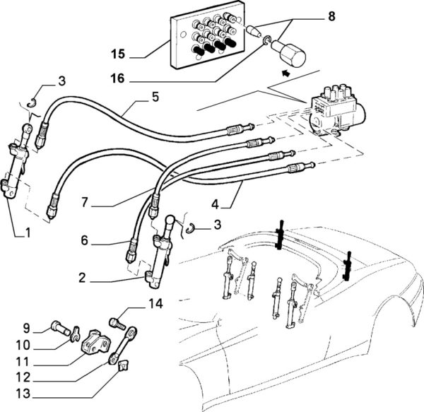 Alfa Romeo Spider Roof Hydraulic Hose Set - Image 3