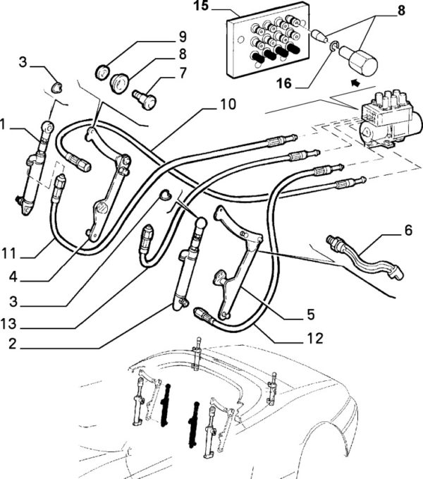 Alfa Romeo Spider Roof Hydraulic Hose Set - Image 4