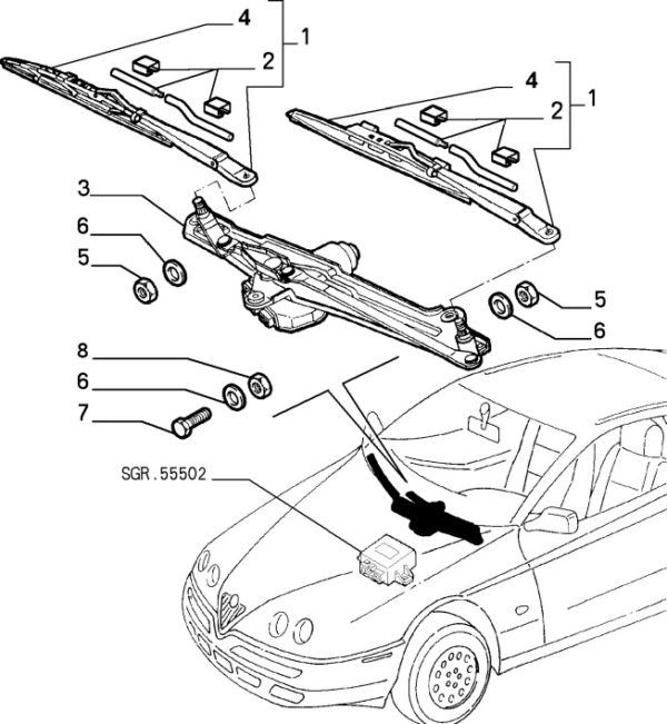 Alfa Romeo GTV/Spider (916) Windscreen Wiper Mechanism - RHD - Image 2