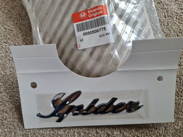 Alfa Romeo Spider Script Boot Badge - Genuine