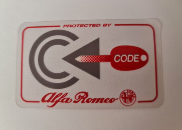Alfa Romeo Key Code Warning Sticker