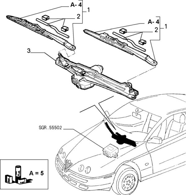 Alfa Romeo GTV/Spider Wiper Blade Set - LHD - Genuine - Image 2