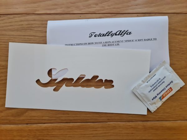 Alfa Romeo Spider Script Boot Badge Fitting Kit