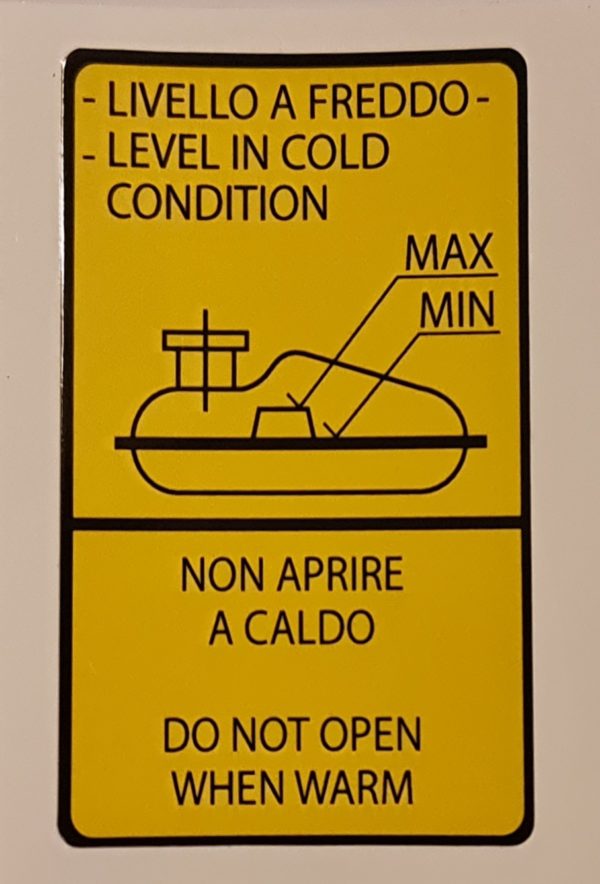 Alfa Romeo SZ/RZ Coolant Level Sticker