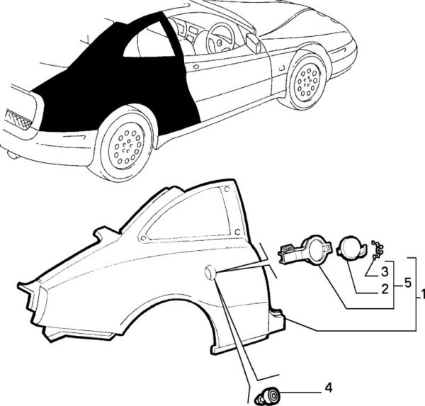 Alfa Romeo GTV/Spider Fuel Flap Cover & Housing - Image 2