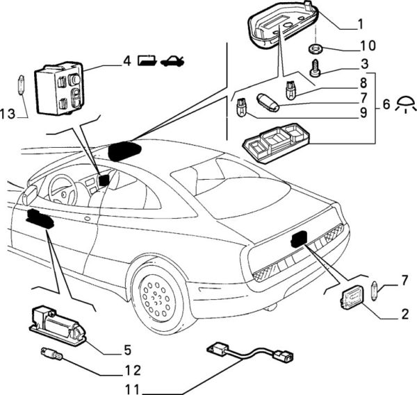 Alfa Romeo GTV/Spider Interior Light Base - Headlining - Image 2