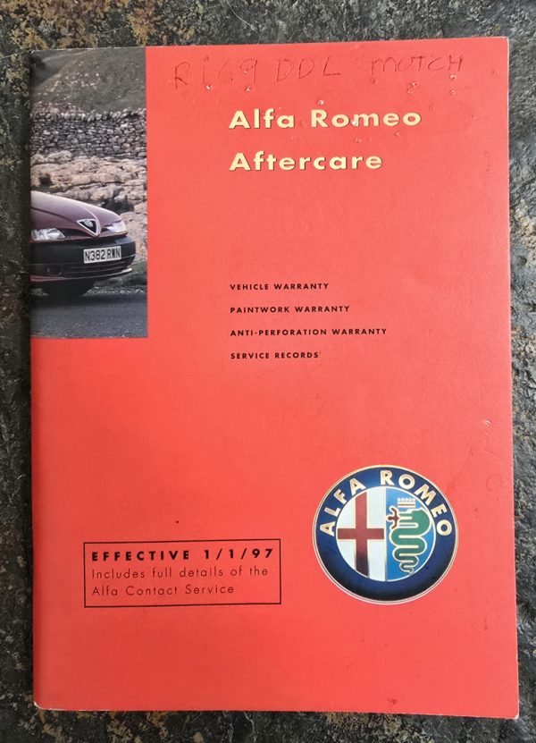 Alfa Romeo GTV - Aftercare Booklet