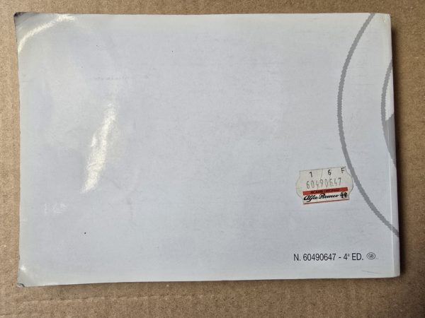 Alfa Romeo GTV - Owner's Manual - 4th Edition - Dated April 1996 - Image 2